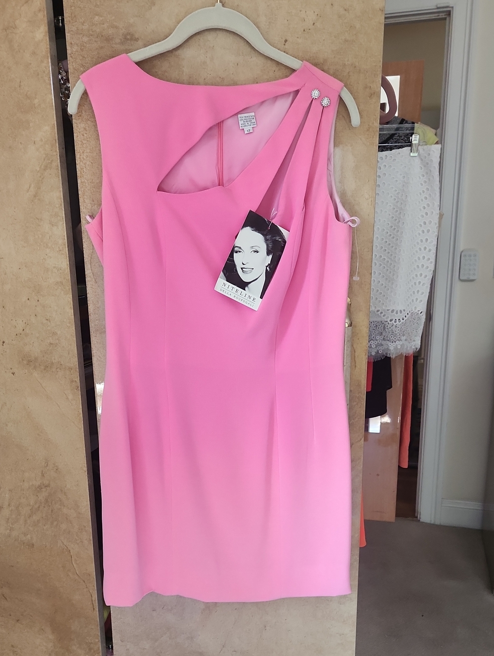 NWT--Pink Asymmetric Neck Sleeveless Dress